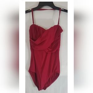 $150 BADGLEY MISCHKA Women's Size 6 Red One 1-Piece SWIMSUIT BATHING SUIT New.